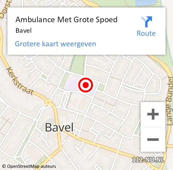 Locatie op kaart van de 112 melding: Ambulance Met Grote Spoed Naar Bavel op 12 april 2025 22:37