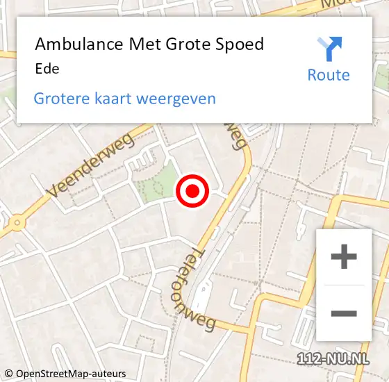Locatie op kaart van de 112 melding: Ambulance Met Grote Spoed Naar Ede op 12 april 2025 22:47