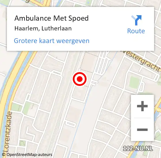 Locatie op kaart van de 112 melding: Ambulance Met Spoed Naar Haarlem, Lutherlaan op 12 april 2025 22:49
