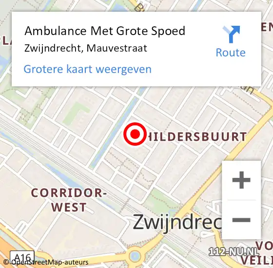 Locatie op kaart van de 112 melding: Ambulance Met Grote Spoed Naar Zwijndrecht, Mauvestraat op 12 april 2025 23:17