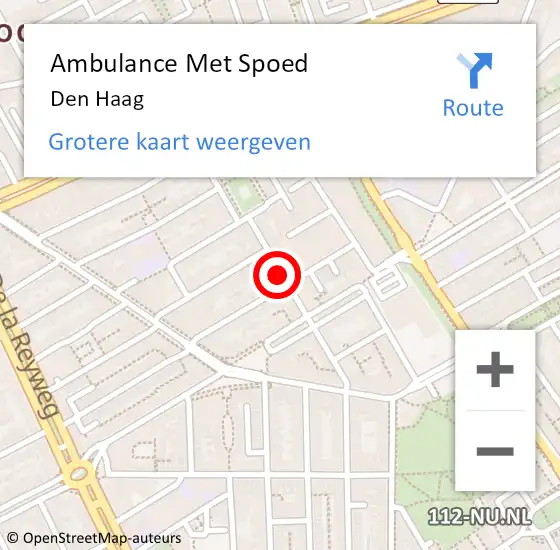 Locatie op kaart van de 112 melding: Ambulance Met Spoed Naar Den Haag op 12 april 2025 23:29