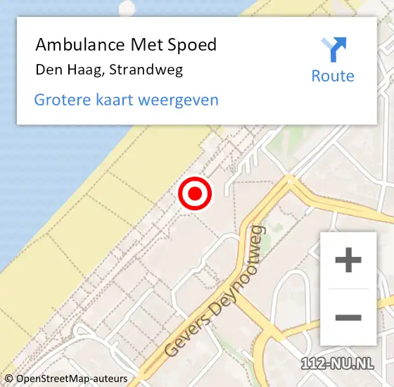 Locatie op kaart van de 112 melding: Ambulance Met Spoed Naar Den Haag, Strandweg op 13 april 2025 00:38