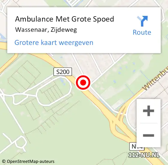 Locatie op kaart van de 112 melding: Ambulance Met Grote Spoed Naar Wassenaar, Zijdeweg op 13 april 2025 01:04