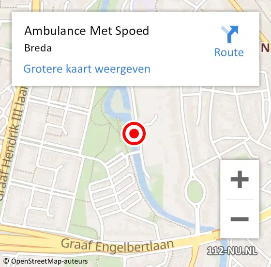 Locatie op kaart van de 112 melding: Ambulance Met Spoed Naar Breda op 13 april 2025 01:57