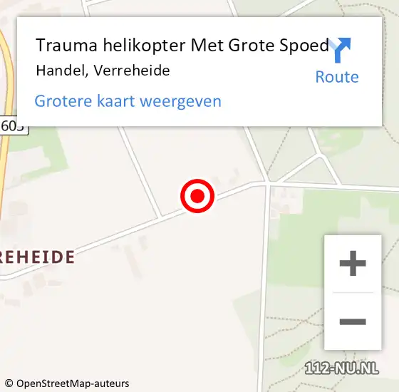 Locatie op kaart van de 112 melding: Trauma helikopter Met Grote Spoed Naar Handel, Verreheide op 13 april 2025 03:09