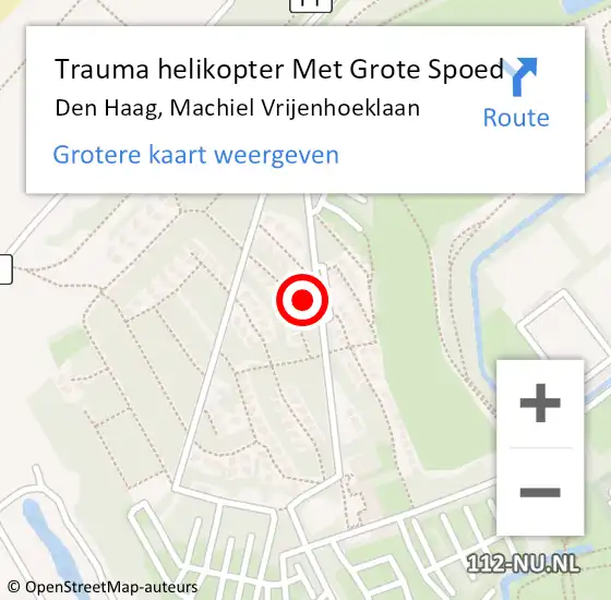 Locatie op kaart van de 112 melding: Trauma helikopter Met Grote Spoed Naar Den Haag, Machiel Vrijenhoeklaan op 13 april 2025 03:51