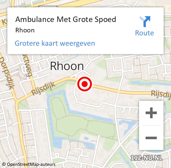 Locatie op kaart van de 112 melding: Ambulance Met Grote Spoed Naar Rhoon op 13 april 2025 08:23