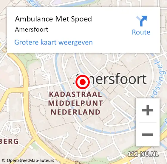 Locatie op kaart van de 112 melding: Ambulance Met Spoed Naar Amersfoort op 13 april 2025 09:01