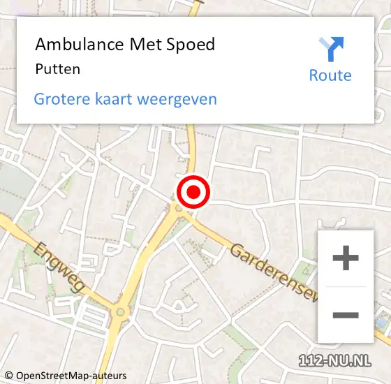 Locatie op kaart van de 112 melding: Ambulance Met Spoed Naar Putten op 13 april 2025 09:44