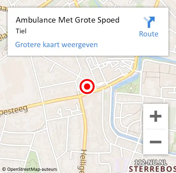 Locatie op kaart van de 112 melding: Ambulance Met Grote Spoed Naar Tiel op 13 april 2025 11:26
