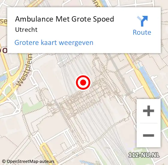 Locatie op kaart van de 112 melding: Ambulance Met Grote Spoed Naar Utrecht op 13 april 2025 11:28