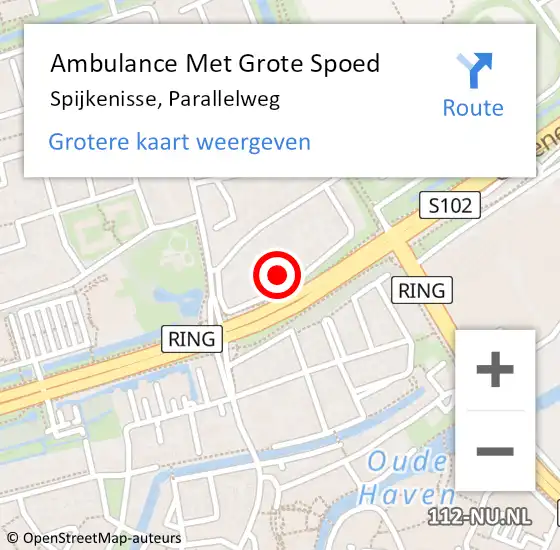 Locatie op kaart van de 112 melding: Ambulance Met Grote Spoed Naar Spijkenisse, Parallelweg op 13 april 2025 12:51