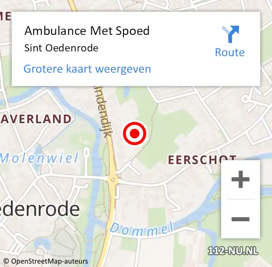 Locatie op kaart van de 112 melding: Ambulance Met Spoed Naar Sint Oedenrode op 13 april 2025 13:31