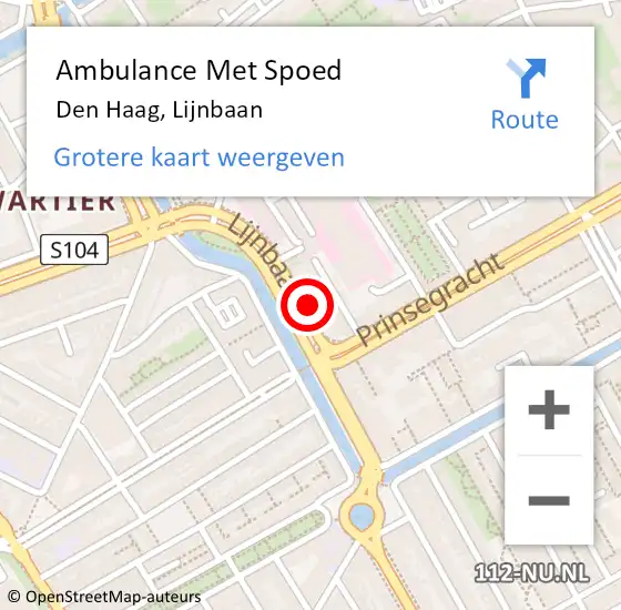 Locatie op kaart van de 112 melding: Ambulance Met Spoed Naar Den Haag, Lijnbaan op 13 april 2025 13:46