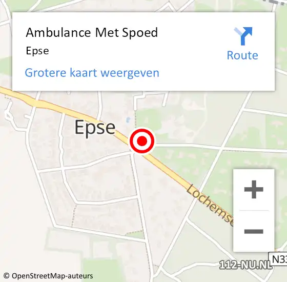 Locatie op kaart van de 112 melding: Ambulance Met Spoed Naar Epse op 13 april 2025 13:56