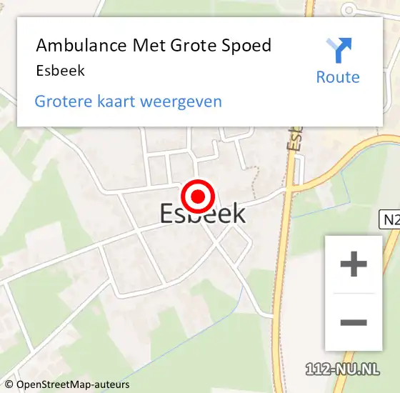 Locatie op kaart van de 112 melding: Ambulance Met Grote Spoed Naar Esbeek op 13 april 2025 13:57