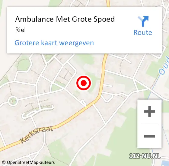 Locatie op kaart van de 112 melding: Ambulance Met Grote Spoed Naar Riel op 13 april 2025 14:10