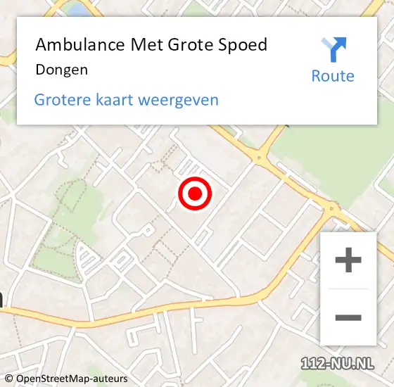 Locatie op kaart van de 112 melding: Ambulance Met Grote Spoed Naar Dongen op 13 april 2025 14:42