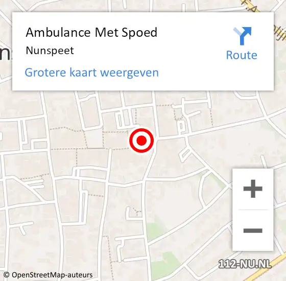 Locatie op kaart van de 112 melding: Ambulance Met Spoed Naar Nunspeet op 13 april 2025 14:51