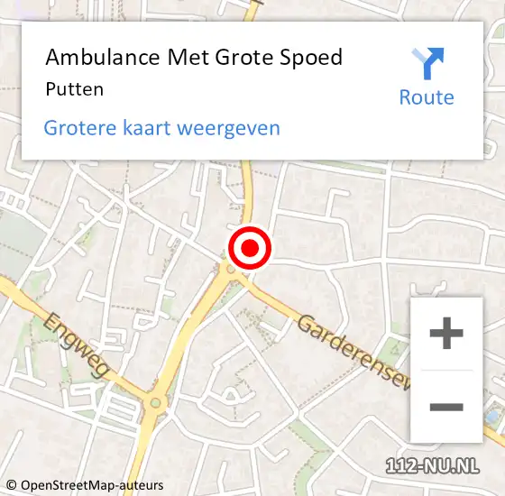 Locatie op kaart van de 112 melding: Ambulance Met Grote Spoed Naar Putten op 13 april 2025 14:59