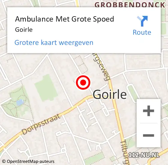 Locatie op kaart van de 112 melding: Ambulance Met Grote Spoed Naar Goirle op 13 april 2025 15:12