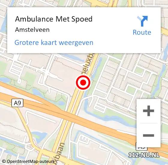 Locatie op kaart van de 112 melding: Ambulance Met Spoed Naar Amstelveen op 13 april 2025 15:18