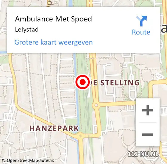 Locatie op kaart van de 112 melding: Ambulance Met Spoed Naar Lelystad op 13 april 2025 15:19