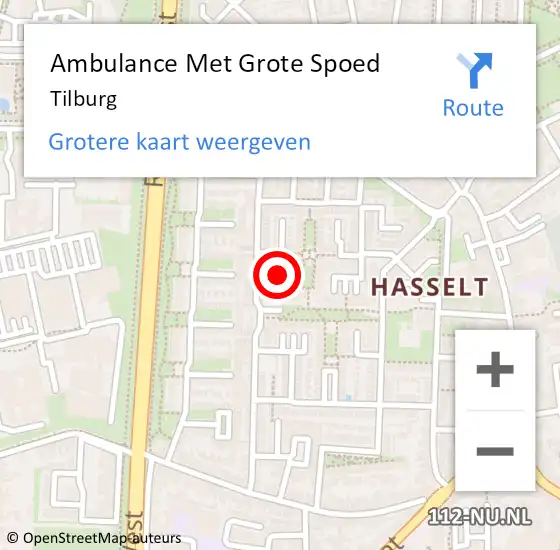 Locatie op kaart van de 112 melding: Ambulance Met Grote Spoed Naar Tilburg op 13 april 2025 16:21
