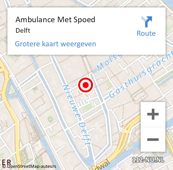 Locatie op kaart van de 112 melding: Ambulance Met Spoed Naar Delft op 13 april 2025 17:18
