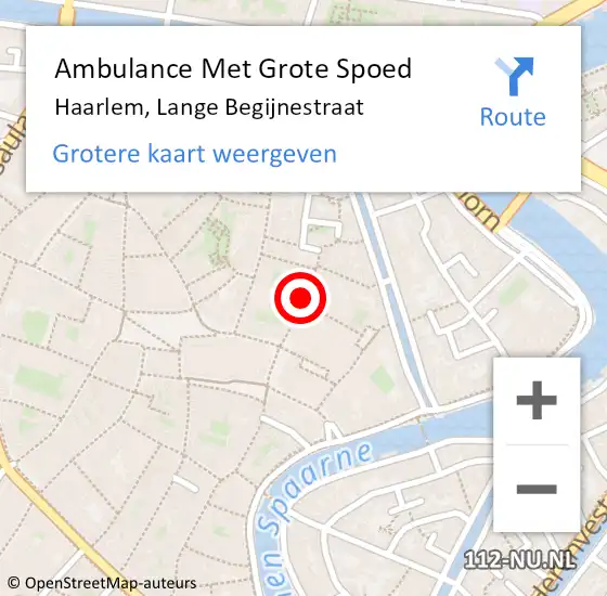 Locatie op kaart van de 112 melding: Ambulance Met Grote Spoed Naar Haarlem, Lange Begijnestraat op 13 april 2025 17:39
