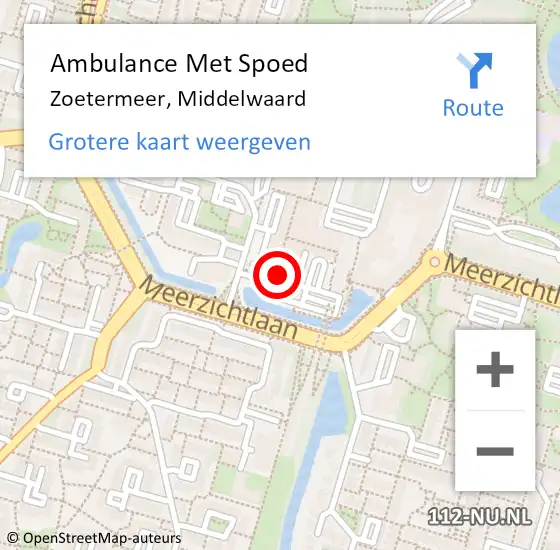 Locatie op kaart van de 112 melding: Ambulance Met Spoed Naar Zoetermeer, Middelwaard op 13 april 2025 18:20