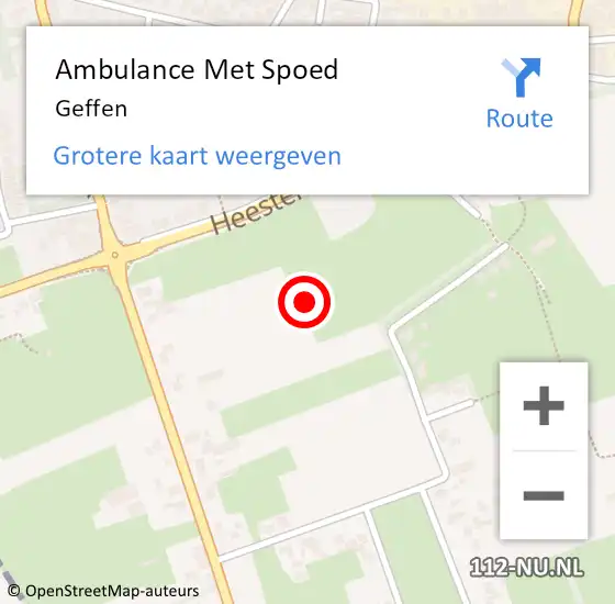 Locatie op kaart van de 112 melding: Ambulance Met Spoed Naar Geffen op 13 april 2025 18:27