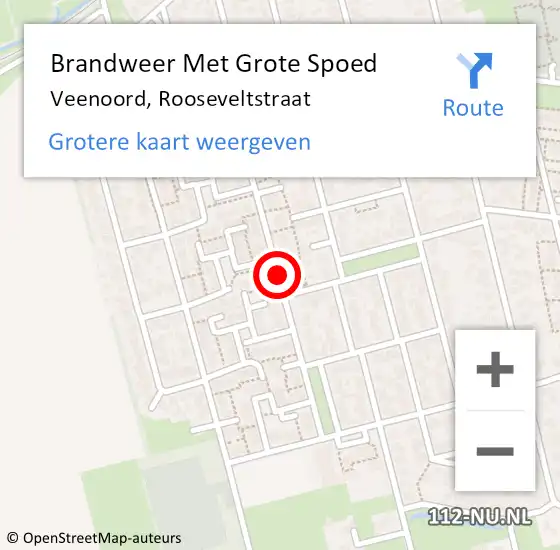 Locatie op kaart van de 112 melding: Brandweer Met Grote Spoed Naar Veenoord, Rooseveltstraat op 13 november 2014 10:32