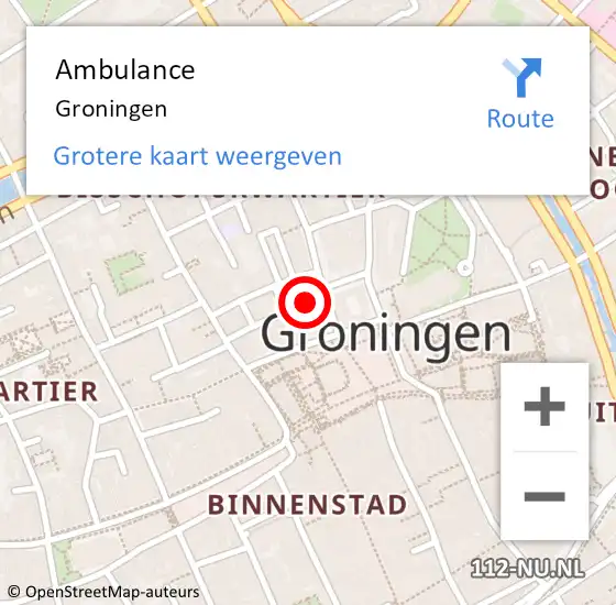 Locatie op kaart van de 112 melding: Ambulance Groningen op 13 april 2025 19:38