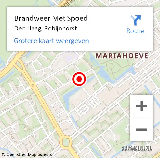 Locatie op kaart van de 112 melding: Brandweer Met Spoed Naar Den Haag, Robijnhorst op 13 april 2025 21:26