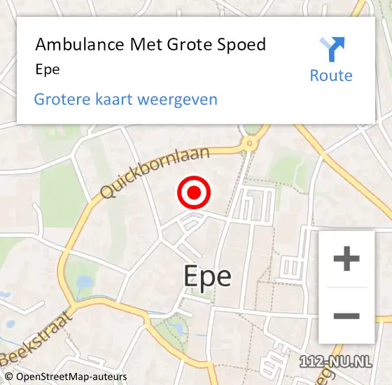 Locatie op kaart van de 112 melding: Ambulance Met Grote Spoed Naar Epe op 13 april 2025 21:38