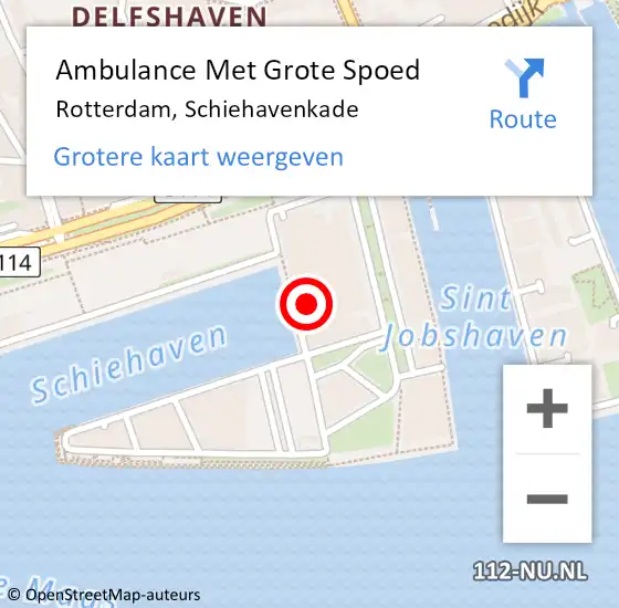 Locatie op kaart van de 112 melding: Ambulance Met Grote Spoed Naar Rotterdam, Schiehavenkade op 13 april 2025 21:58