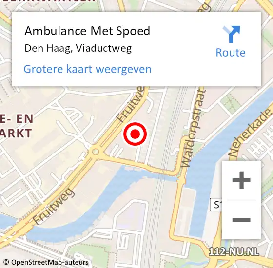 Locatie op kaart van de 112 melding: Ambulance Met Spoed Naar Den Haag, Viaductweg op 13 april 2025 23:32