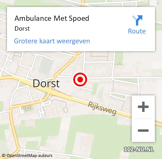 Locatie op kaart van de 112 melding: Ambulance Met Spoed Naar Dorst op 14 april 2025 01:31