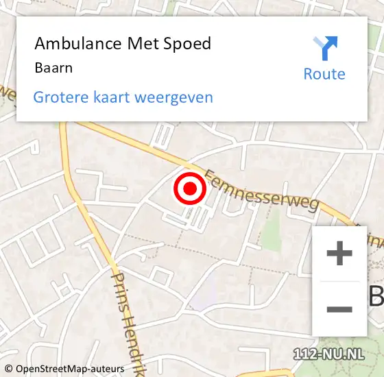 Locatie op kaart van de 112 melding: Ambulance Met Spoed Naar Baarn op 14 april 2025 08:28