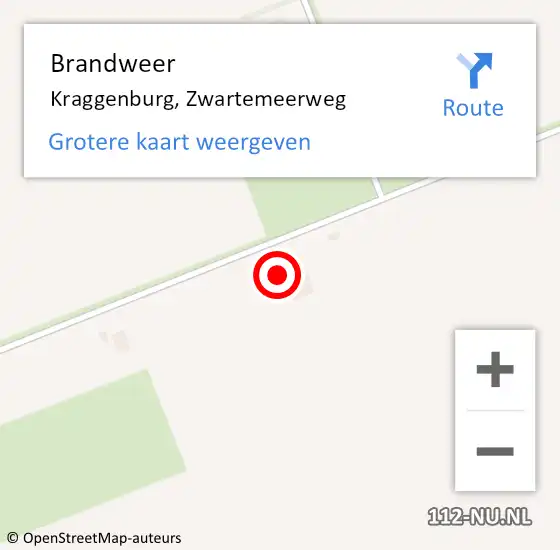 Locatie op kaart van de 112 melding: Brandweer Kraggenburg, Zwartemeerweg op 13 november 2014 11:21