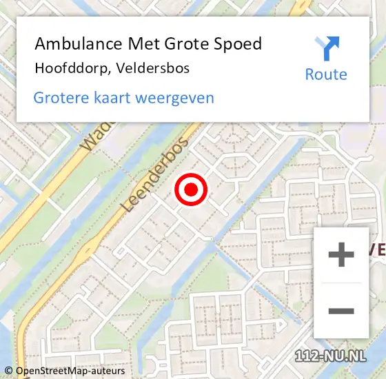 Locatie op kaart van de 112 melding: Ambulance Met Grote Spoed Naar Hoofddorp, Veldersbos op 10 september 2013 09:34