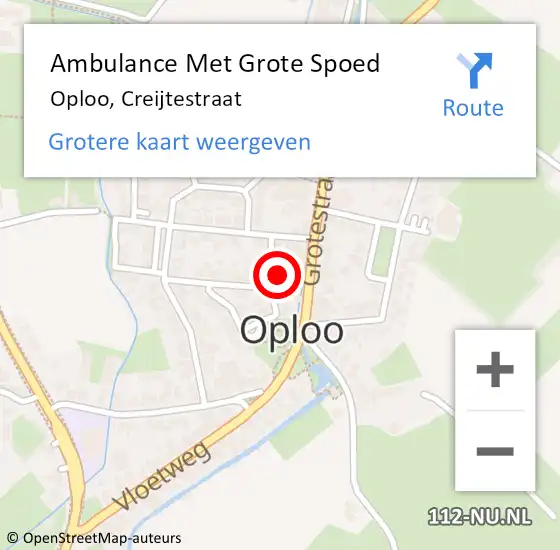 Locatie op kaart van de 112 melding: Ambulance Met Grote Spoed Naar Oploo, Creijtestraat op 21 oktober 2013 00:49