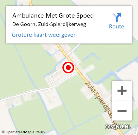 Locatie op kaart van de 112 melding: Ambulance Met Grote Spoed Naar De Goorn, Zuid-Spierdijkerweg op 14 april 2025 12:50