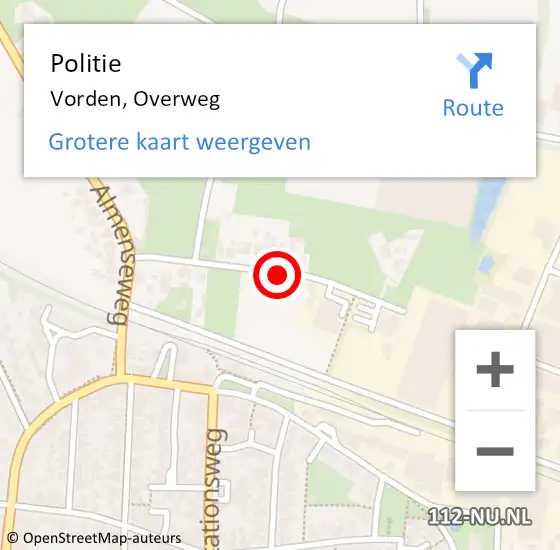 Locatie op kaart van de 112 melding: Politie Vorden, Overweg op 13 november 2014 11:54