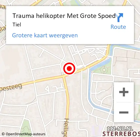 Locatie op kaart van de 112 melding: Trauma helikopter Met Grote Spoed Naar Tiel op 14 april 2025 14:39