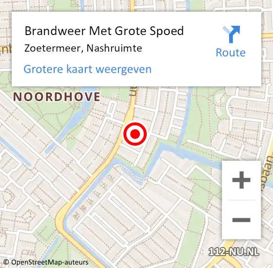 Locatie op kaart van de 112 melding: Brandweer Met Grote Spoed Naar Zoetermeer, Nashruimte op 14 april 2025 15:08