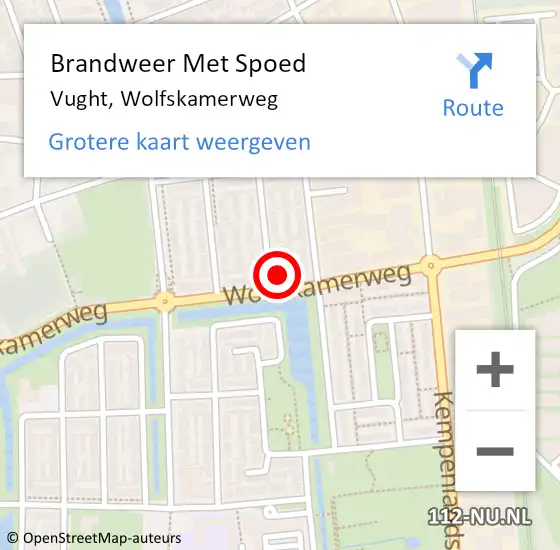 Locatie op kaart van de 112 melding: Brandweer Met Spoed Naar Vught, Wolfskamerweg op 14 april 2025 15:10