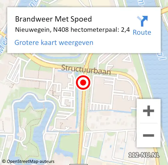 Locatie op kaart van de 112 melding: Brandweer Met Spoed Naar Nieuwegein, N408 hectometerpaal: 2,4 op 14 april 2025 16:28
