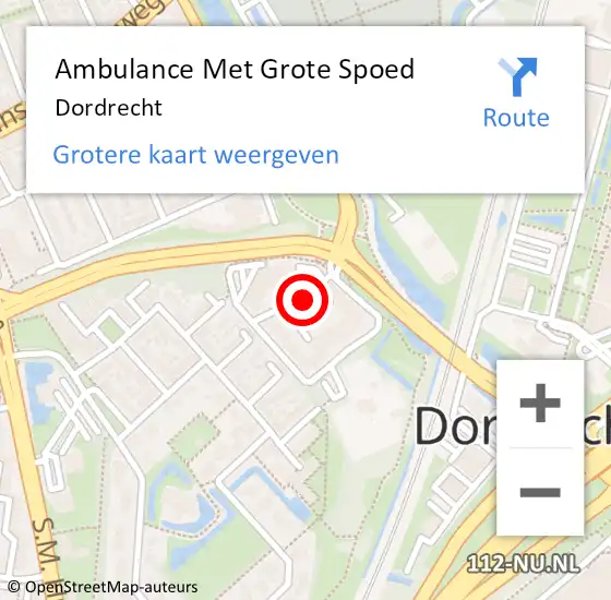 Locatie op kaart van de 112 melding: Ambulance Met Grote Spoed Naar Dordrecht op 14 april 2025 18:04